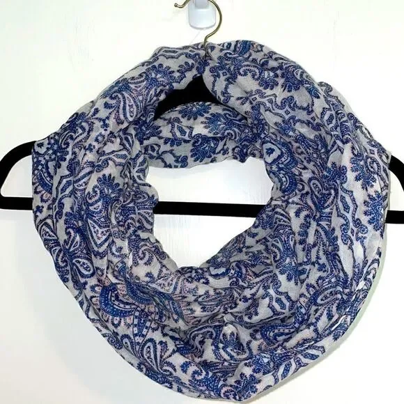 Classic medallion print fluffy, semi-sheer infinity scarf