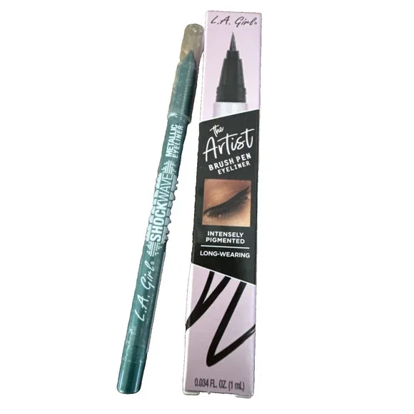 LA Girl Shockwave Metallic Eyeliner GP752 Dragon +The Artist Brush Pen Black NIB