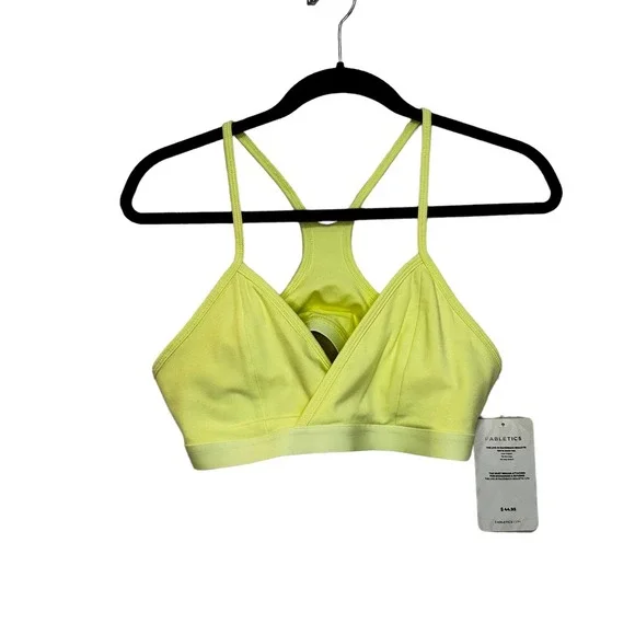 Fabletics The Live in Racerback Bralette Bra Bright Neon Yellow sz L NWT