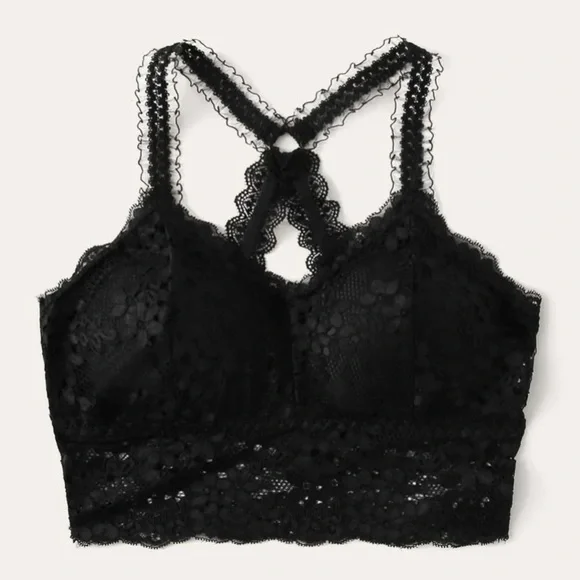 Lace bralette black padded racer back