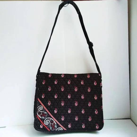 100% Quilted Cotton Floral Paisley & Houndstooth on Black Laptop Bag As New
