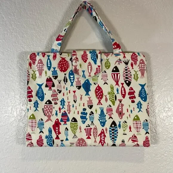 HANDMADE Notebook Tablet Bible Stationary Case Fish & Cats Textile Design