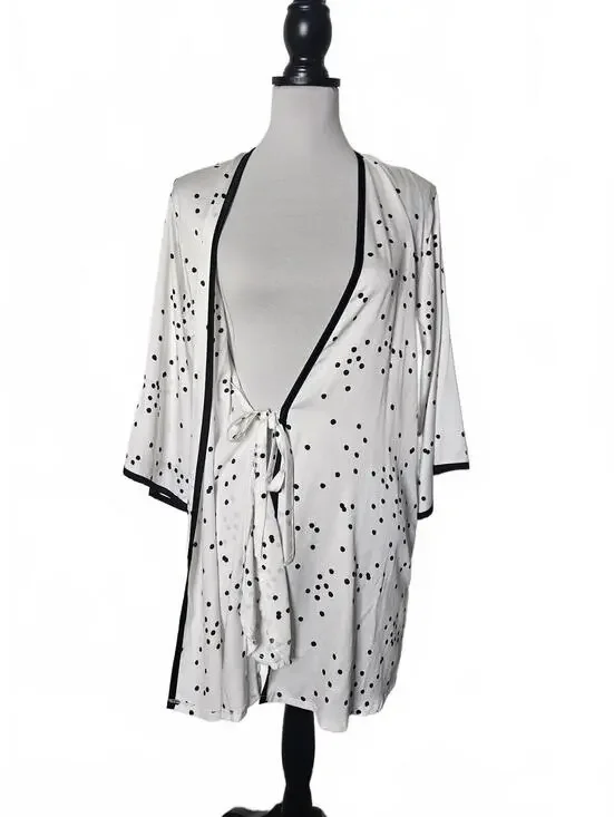 Kate Spade 'Dream a Little Dream' White and Black Polka Dot Robe
