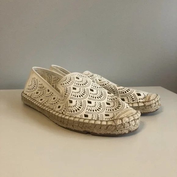 Talbots‎ Womens Izzy Espadrille Eyelet Loafer Size 7.5 White Vacation Summer