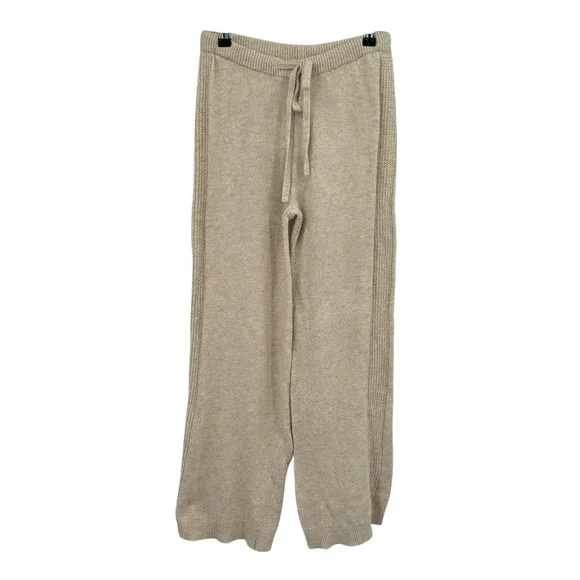 Cozy Knit Lounge Pants XS Beige Drawstring Soft Minimalist Loungewear Clean Girl