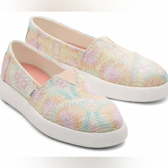 👣TOM'S 🌱ALPARGATA Candy Pink Tie Dyed Crochet Espadrilles footwear