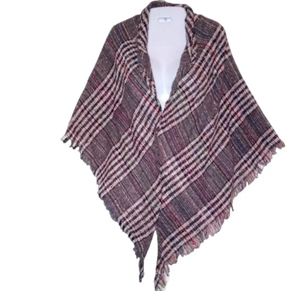 Wander Agio Women's Winter Scarf Triangle Shawl Stripe Multicolor Plaid