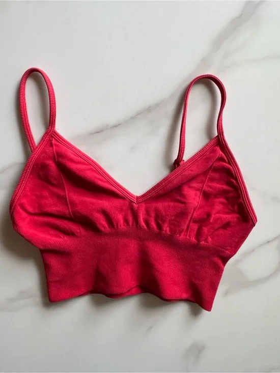 Alo Yoga Seamless Longline Sports Bra Red Size S