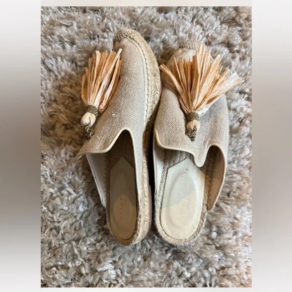 Women's Bettye Mueller Beige Espadrille‎ Mules with Tassels