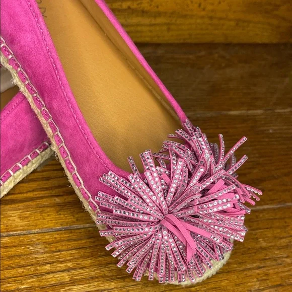 Charles by Charles Davis Women’s Omen Rhinestone Encrusted Pompom Espadrille 6.5