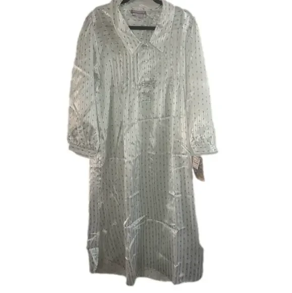 NWT Vintage Beth Michaels Satin Floral Print Nightgown Housedress Size Medium