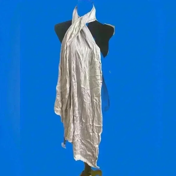 INC Silver with Rhinestone Accents 100% Rayon Scarf NWT