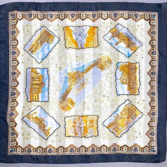 Womens Scarf 36X36 Square Brown Ancient Rome Italy Piazza Colosseo Tartaria