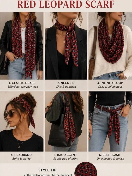 Nordstrom Red Leopard Print Lightweight Scarf Wrap Shawl Boho Chic
