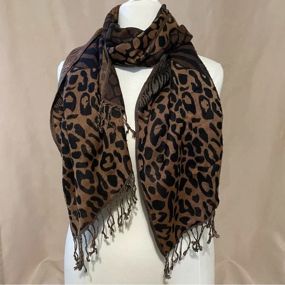 Brown Animal Print Wrap Scarf