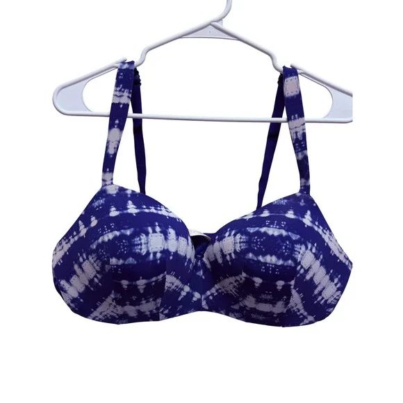 Cacique Bra Tie Dye Lightly‎ Lined T Shirt Wireless 42C Blue Women