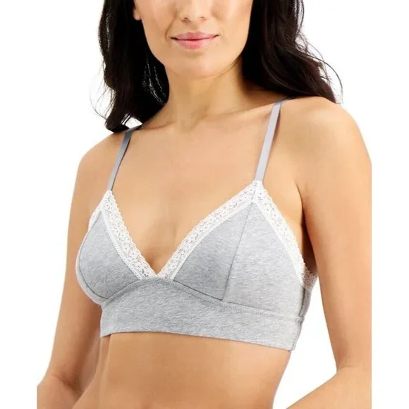 Jenni On Repeat Wide Lace Trim Bralette‎ Sleep Heather Grey
