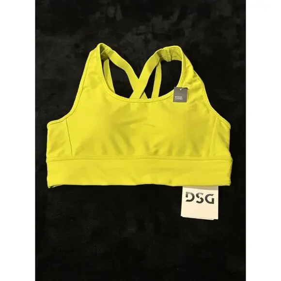 DSG Women's XS Strappy Compression Sports Bra - Smoked Lime New With Tags