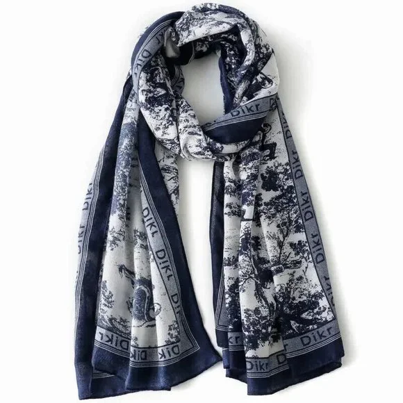 Ciormis Women's Trendy Autumn Lightweight Neck Warmer Scarf Blue Animal print