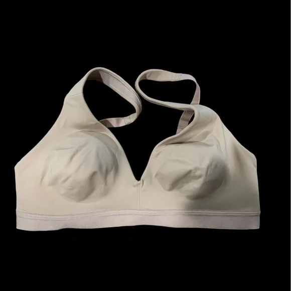 True & Co Unlined Wirefree Wireless Back Closure Bra Tan Small
