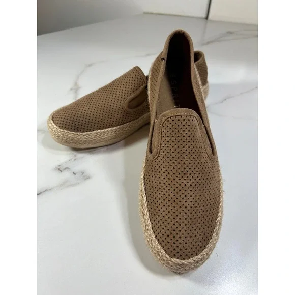 Esprit Nadine Tan Perforated Espadrille Slip On Loafers Womens 7.5M E4NAD30P