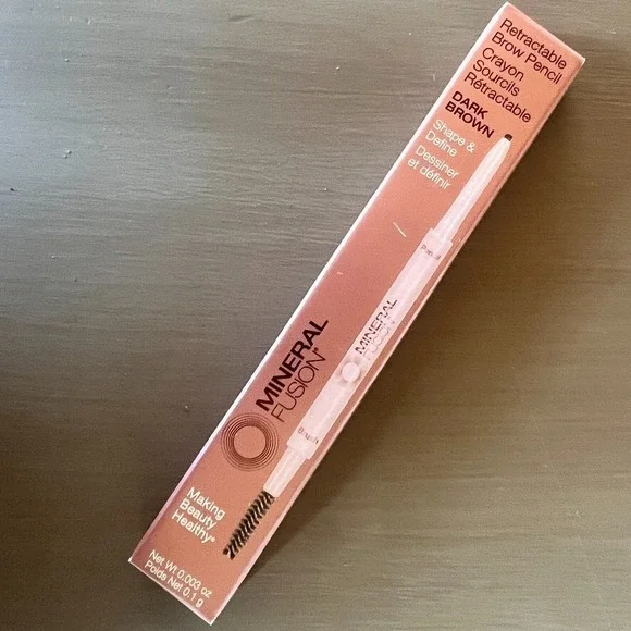 Mineral Fusion Retractable Brow Pencil Dark‎ Brown Dual Ended Authentic New NIB