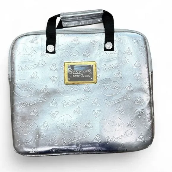 Betsey Johnson Betseyville Metallic Silver Laptop Bag