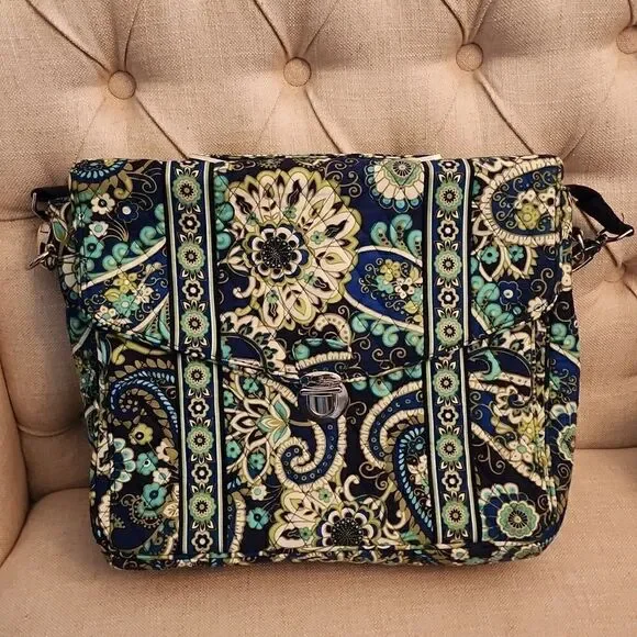 Like New Vera Bradley Blue and Green Messenger Bag
