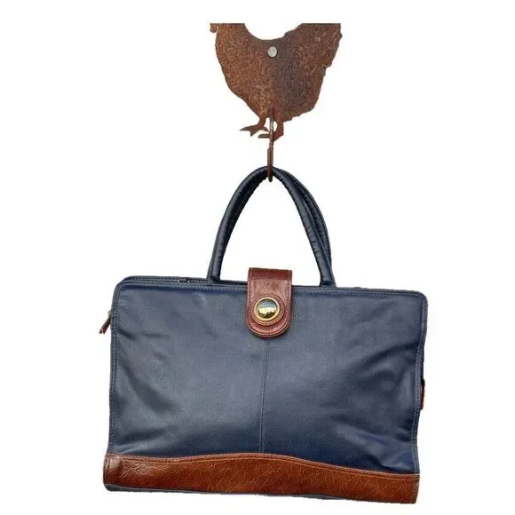 Vintage Capezio black & brown faux leather laptop briefcase