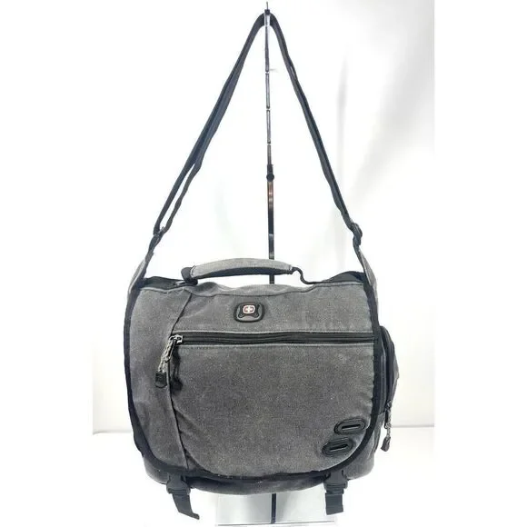 SwissGear Zinc Canvas Gray 14” Laptop Messenger Bag Shoulder Bag Top Handle