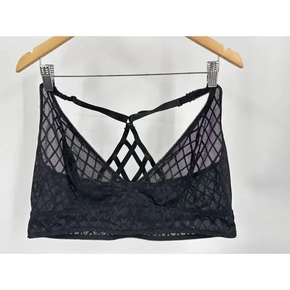 Set 2 Pack Torrid Bralette Black Geometric Floral Lace Strappy Cage Back Size 2