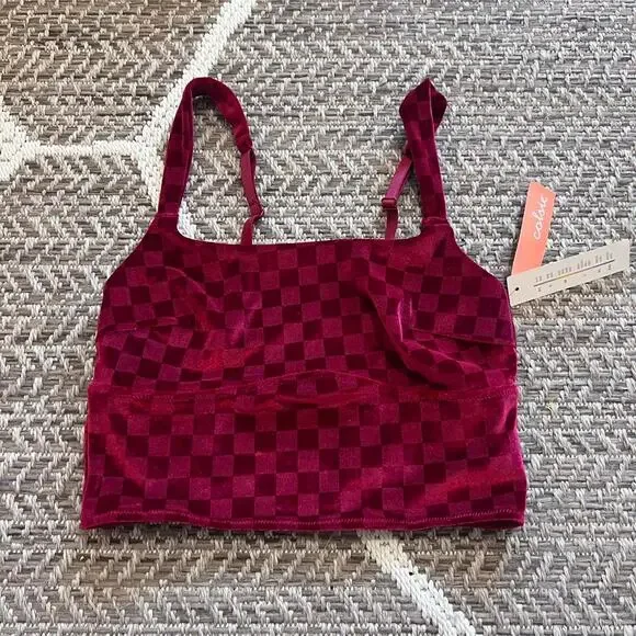 Colsie checkered red bralette size Small