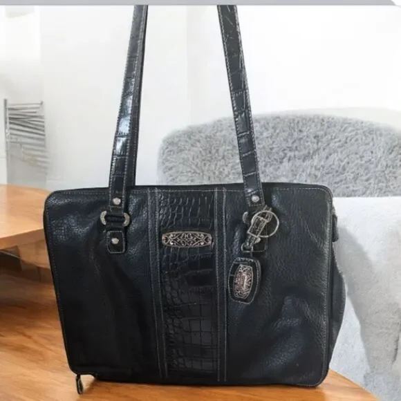 Rosetti Women’s Elegant Black Crocodile-Embossed Shoulder Bag