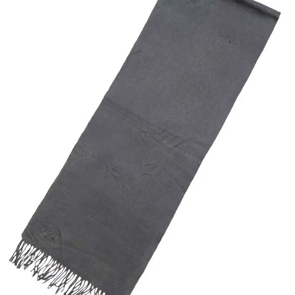 COACH Classic Vintage Solid Gray Horse & Carriage Embroidered Wool Blend Scarf
