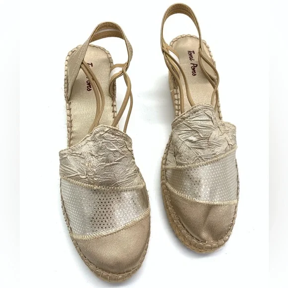 SH2 Toni Pons Espadrille Wedge Sandals Beige‎ Preppy Closed Toe Size 10 / EU41
