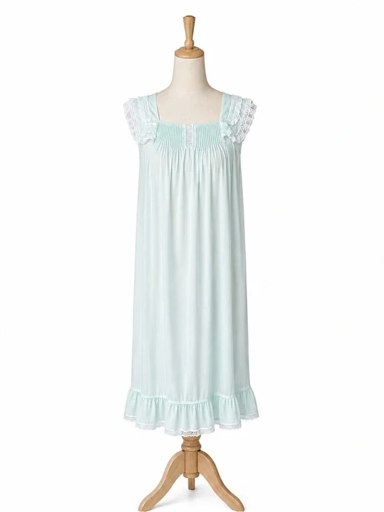 Vintage Barbizon Blue Lace Trim Nightgown Small Coquette