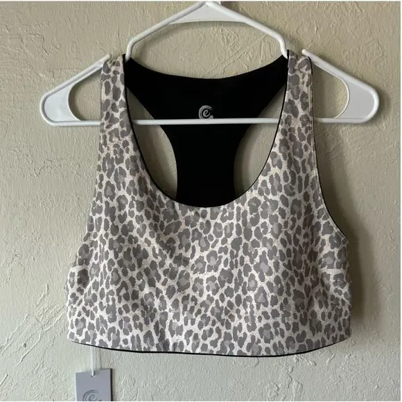 NWT Johnny Was Calme Endurance Reversible (Black/ Animal Print) Sports Bra Sz XL