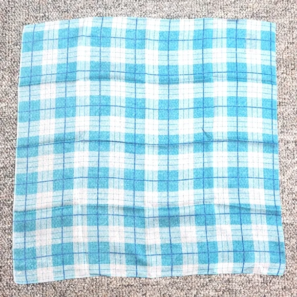 Anthropologie Blue Plaid Silk Neck Scarf 🩵