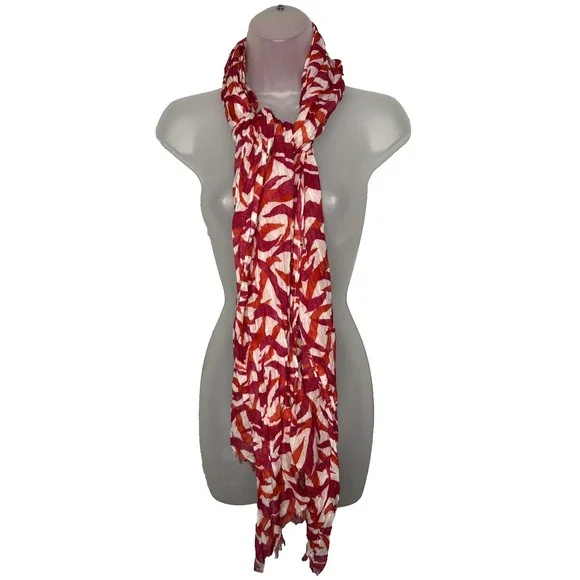 TOMMY BAHAMA Scarf Shawl Women's Orange White Pink Tropical Swirl Beach Coastal