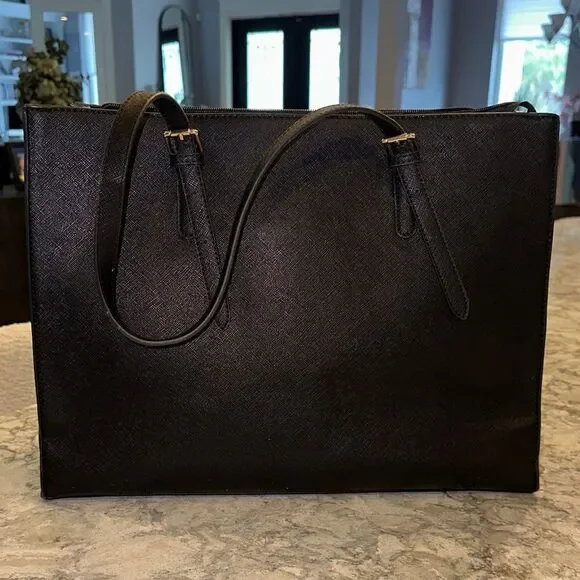 👜 Women’s Black Work Tote – Laptop & Multi-Section Organizer