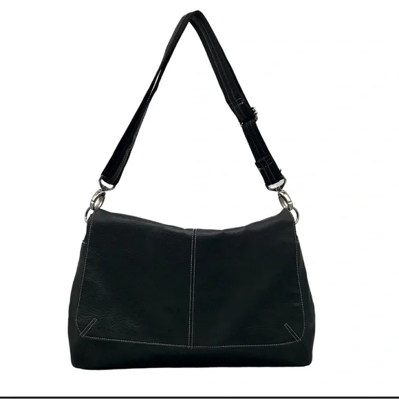 Tommy Hilfiger Vintage Cross Body Black Suade Messenger Bag