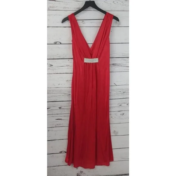 Vintage Red Nylon‎ Lingerie Nightgown