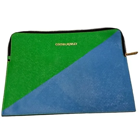 Cynthia Rowley Blue & Green Zippered iPad or Laptop Case – 13.5” x 10”