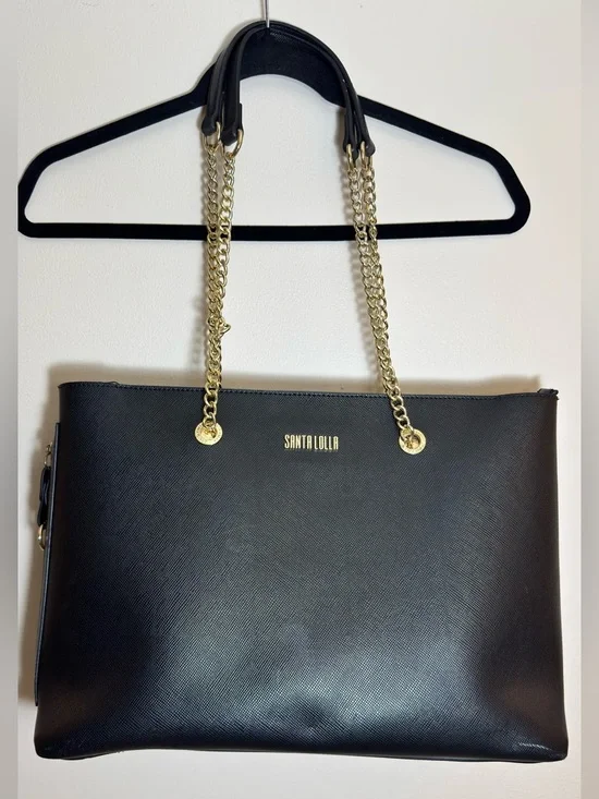 Black Chain-Handle Laptop Tote