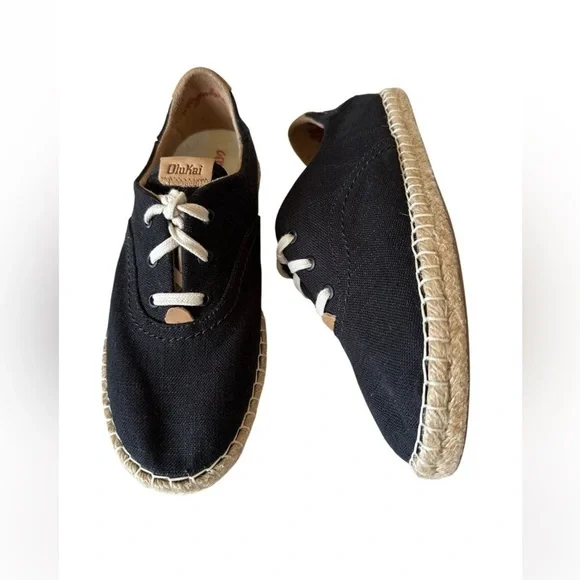 OLUKAI KAULA PA’A LLI CONVERTABLE LINEN ESPADRILLE SHOES SIZE 37