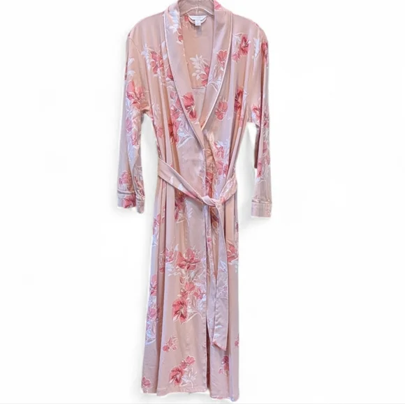 Charter Club Intimates, Full Length Lightweight Peach/Pink Floral Robe. Small