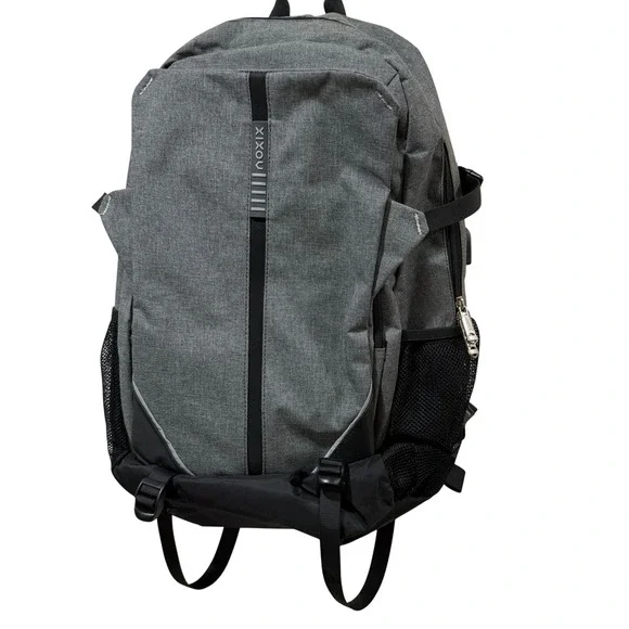 XIXOU Heather Gray Laptop Backpack USB Charging Port Tech Commuter School Bag