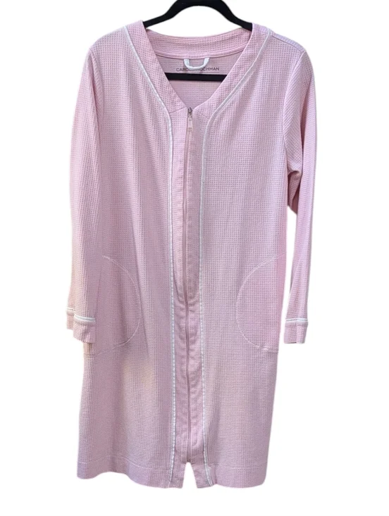 Carole Hochman, Pink Zip Up Waffle Knit Robe. Size Small