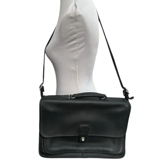 Coach Vintage Leather Metropolitan Brief Laptop Bag Black