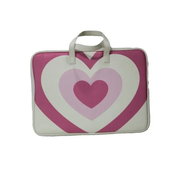 Wildflower Rose Latte Love Laptop Bag 16x10.5 Pink Hearts Dual Handles Padded